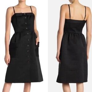 Ted Baker Octavia Black Button Front Midi Dress with Pockets – Size 0 (US 2)